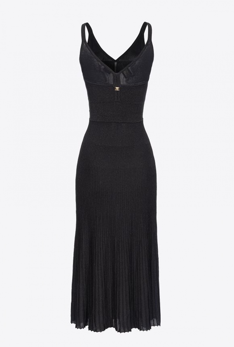 Pinko Knit Lurex Midi Dress LIMO BLACK | SN-PKO33039