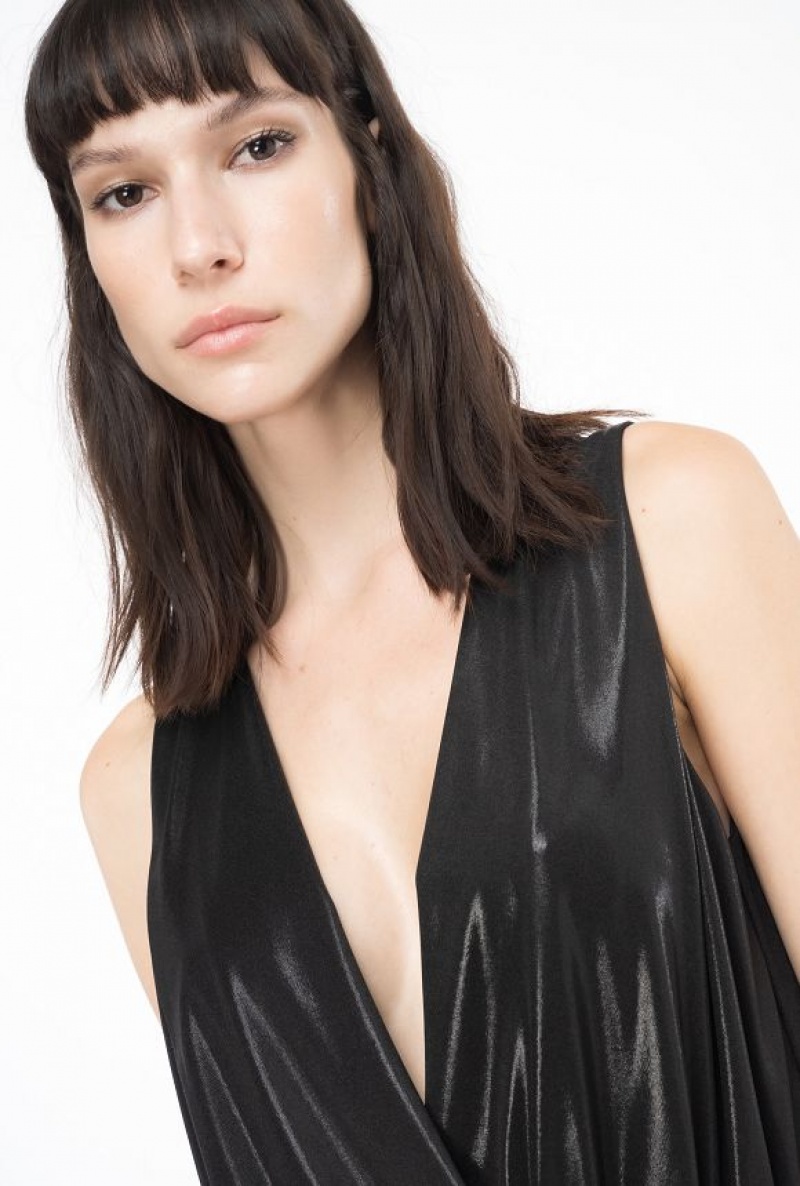 Pinko Laminated Jersey Bodysuit LIMO BLACK | SN-PKO33248