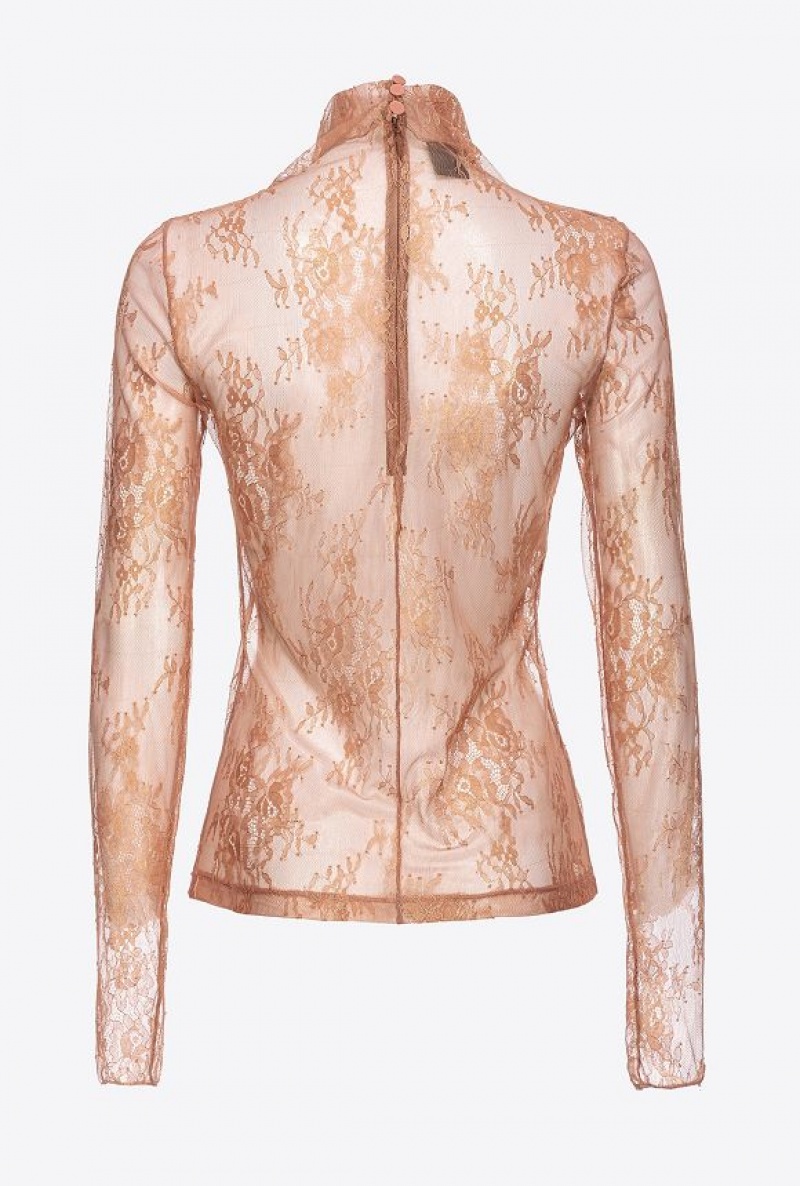 Pinko Laminated Lace Sweater NUDE/GOLD | SN-PKO33215