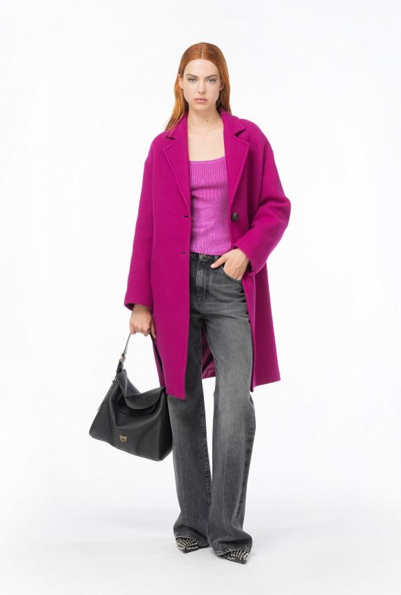 Pinko Laminated Ribbed Sweater PURPLE/FUCHSIA | SN-PKO33493