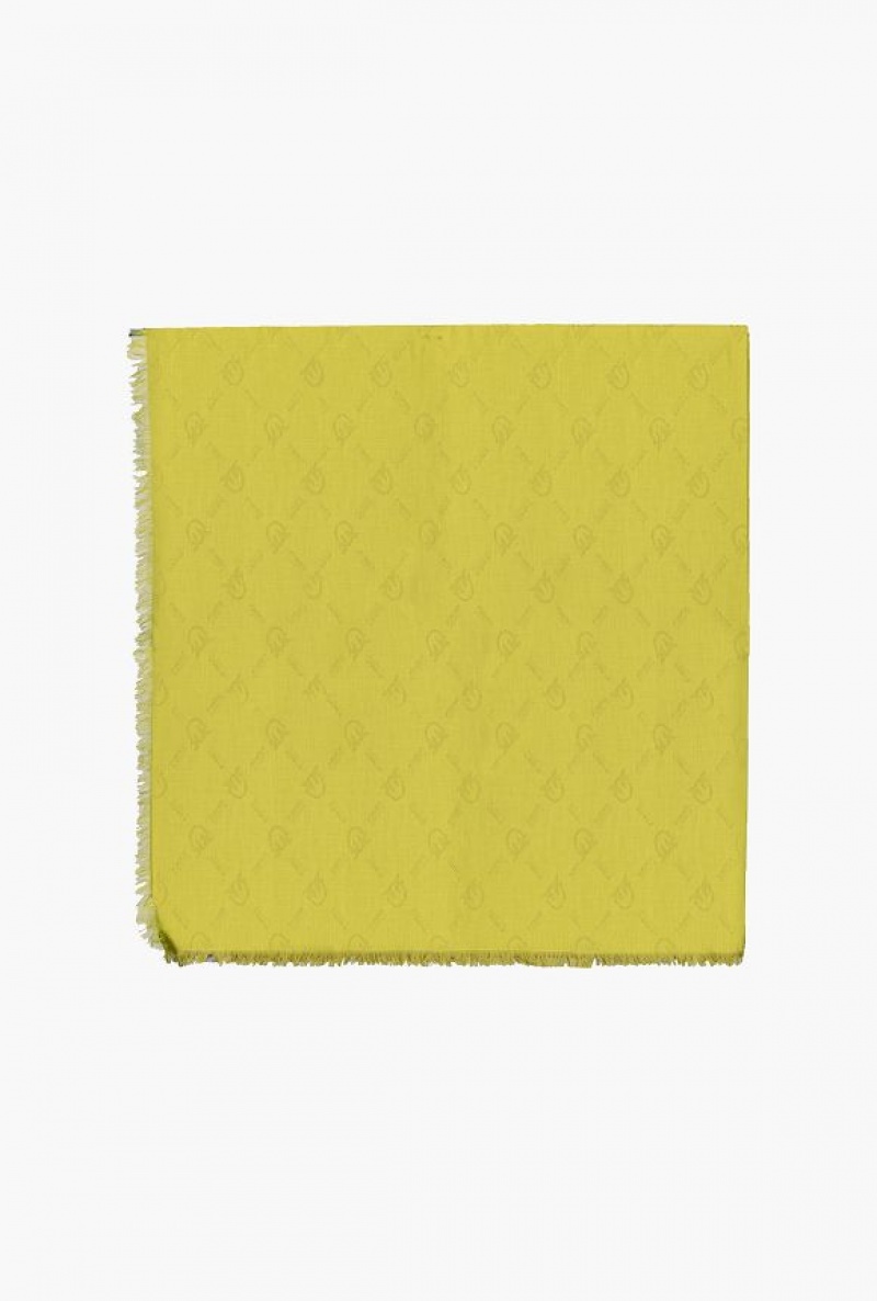 Pinko Large Monogram Scarf LIME YELLOW | SN-PKO34384