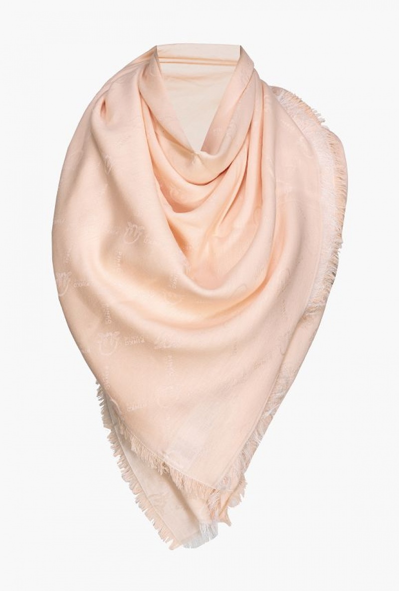 Pinko Large Monogram Scarf PINK SMOKE WHITE | SN-PKO34391