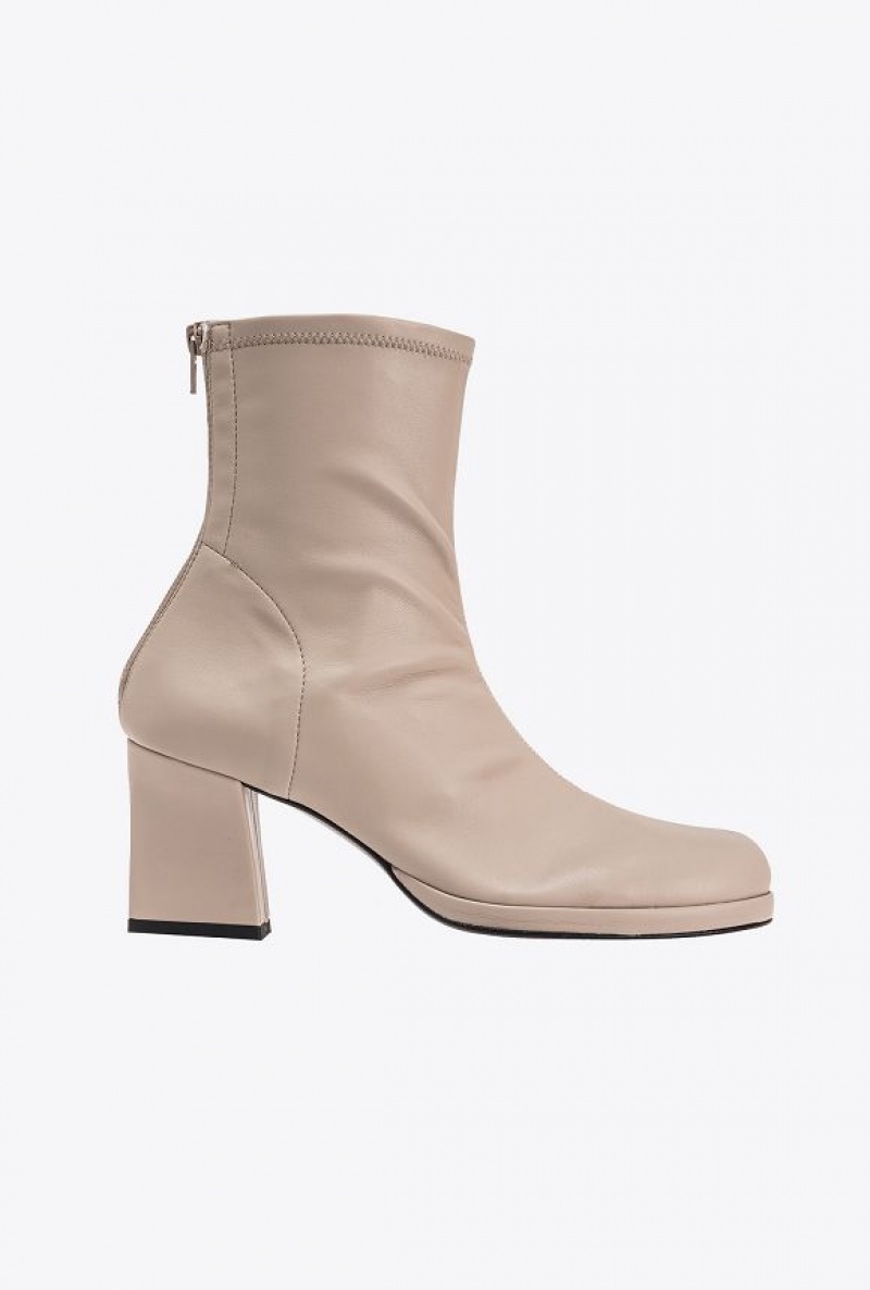 Pinko Leather-effect Ankle Boots POMMEL GREY | SN-PKO34135