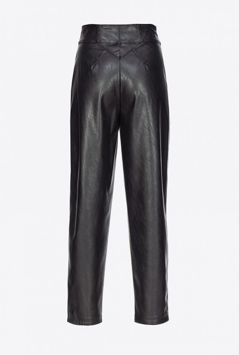 Pinko Leather-effect Carrot Trousers LIMO BLACK | SN-PKO33762