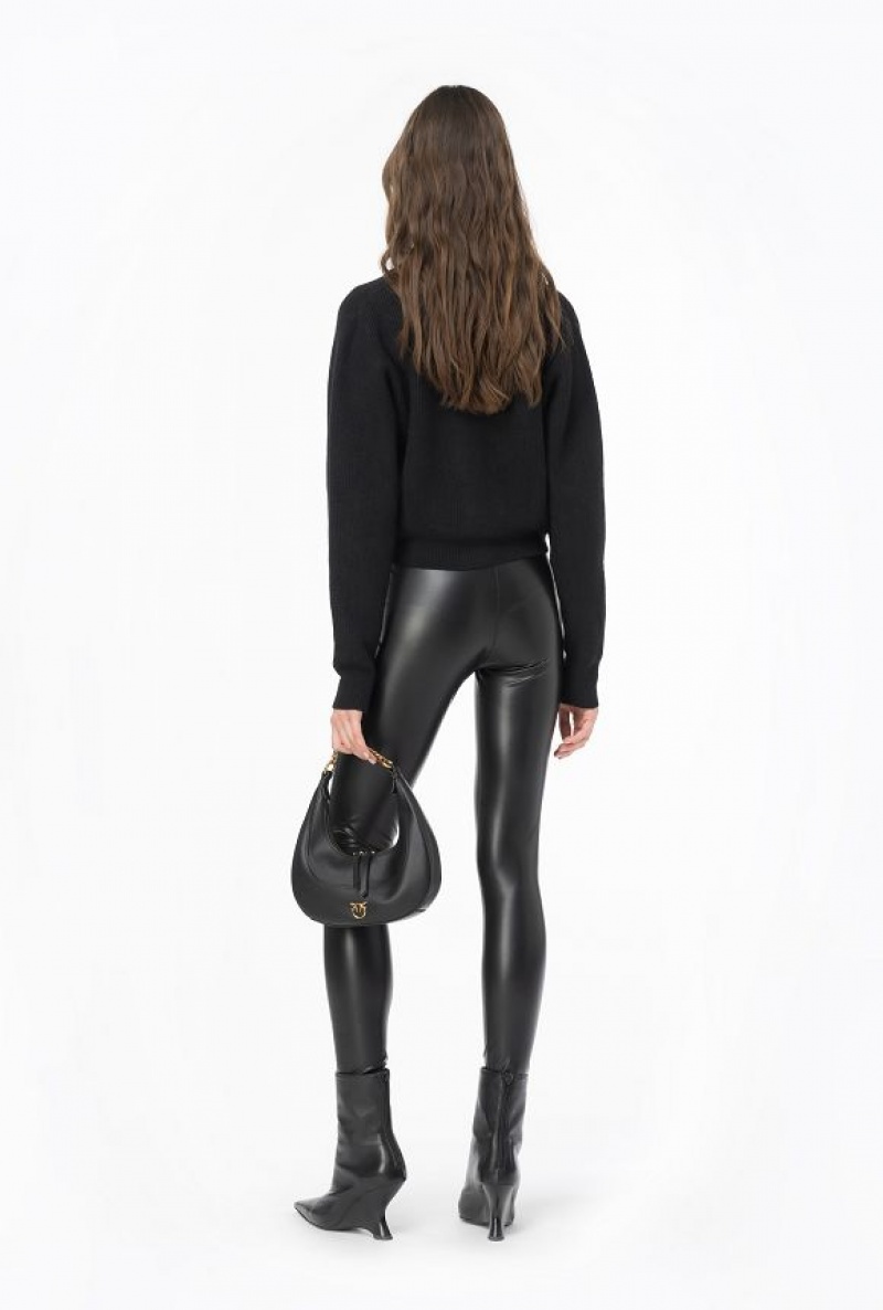 Pinko Leather-effect Leggings LIMO BLACK | SN-PKO33807