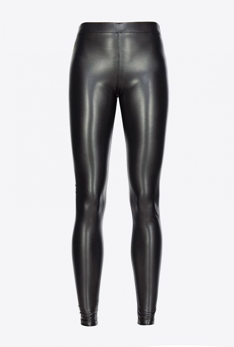 Pinko Leather-effect Leggings LIMO BLACK | SN-PKO33807