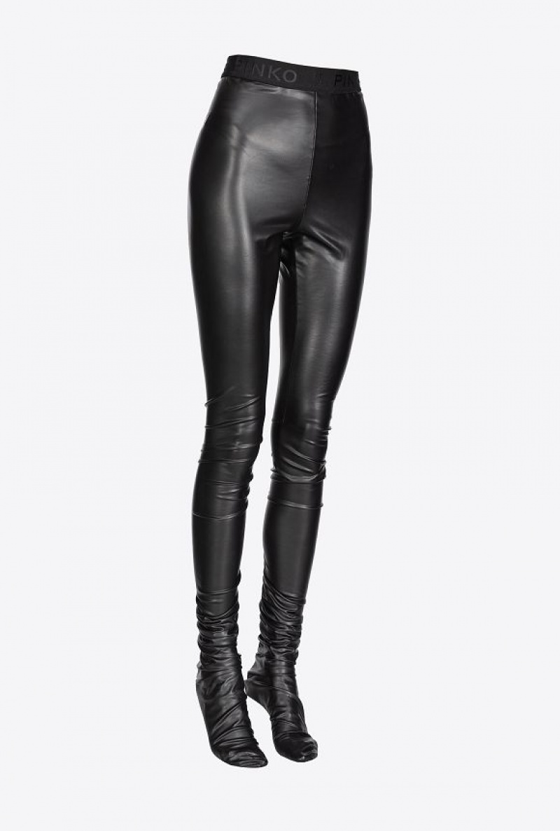 Pinko Leather-effect Tights LIMO BLACK | SN-PKO34411