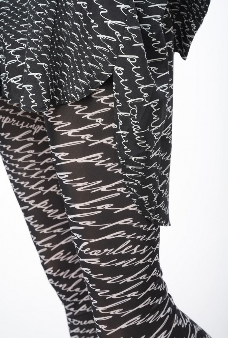 Pinko Leggings With Fluid Logo BLACK/WHITE | SN-PKO33733