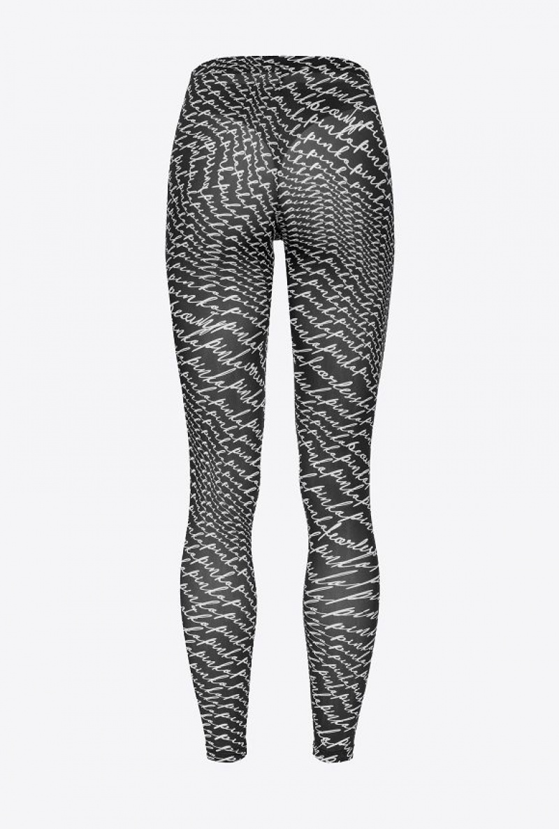 Pinko Leggings With Fluid Logo BLACK/WHITE | SN-PKO33733