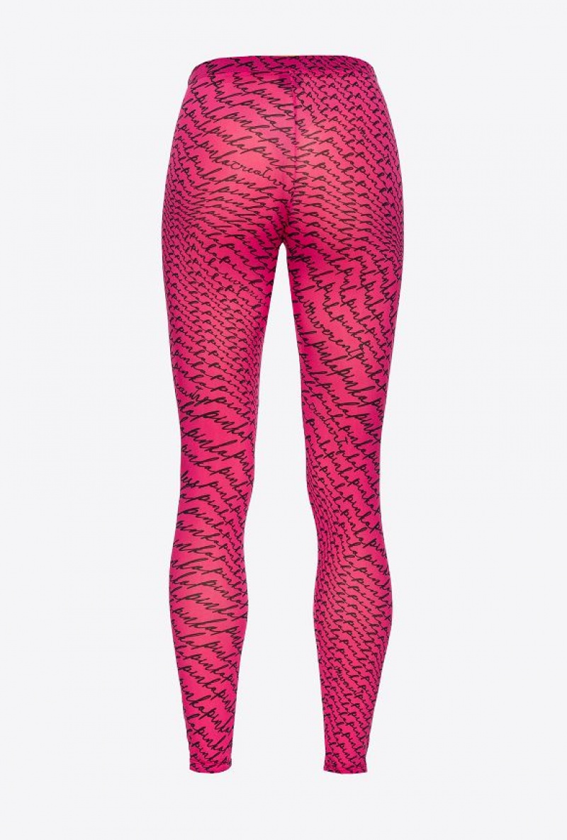 Pinko Leggings With Fluid Logo PINKO PINK/BLACK | SN-PKO33741