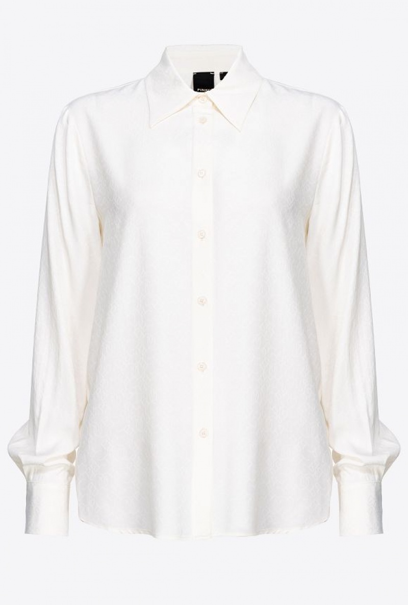 Pinko Logo Jacquard Shirt VANILLA ICE-CREAM WHITE | SN-PKO33151