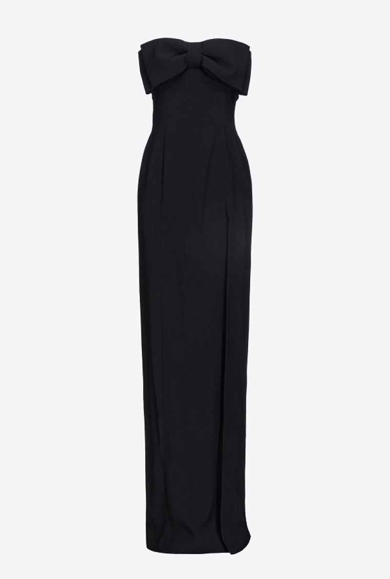 Pinko Long Dress With Bow LIMO BLACK | SN-PKO33036