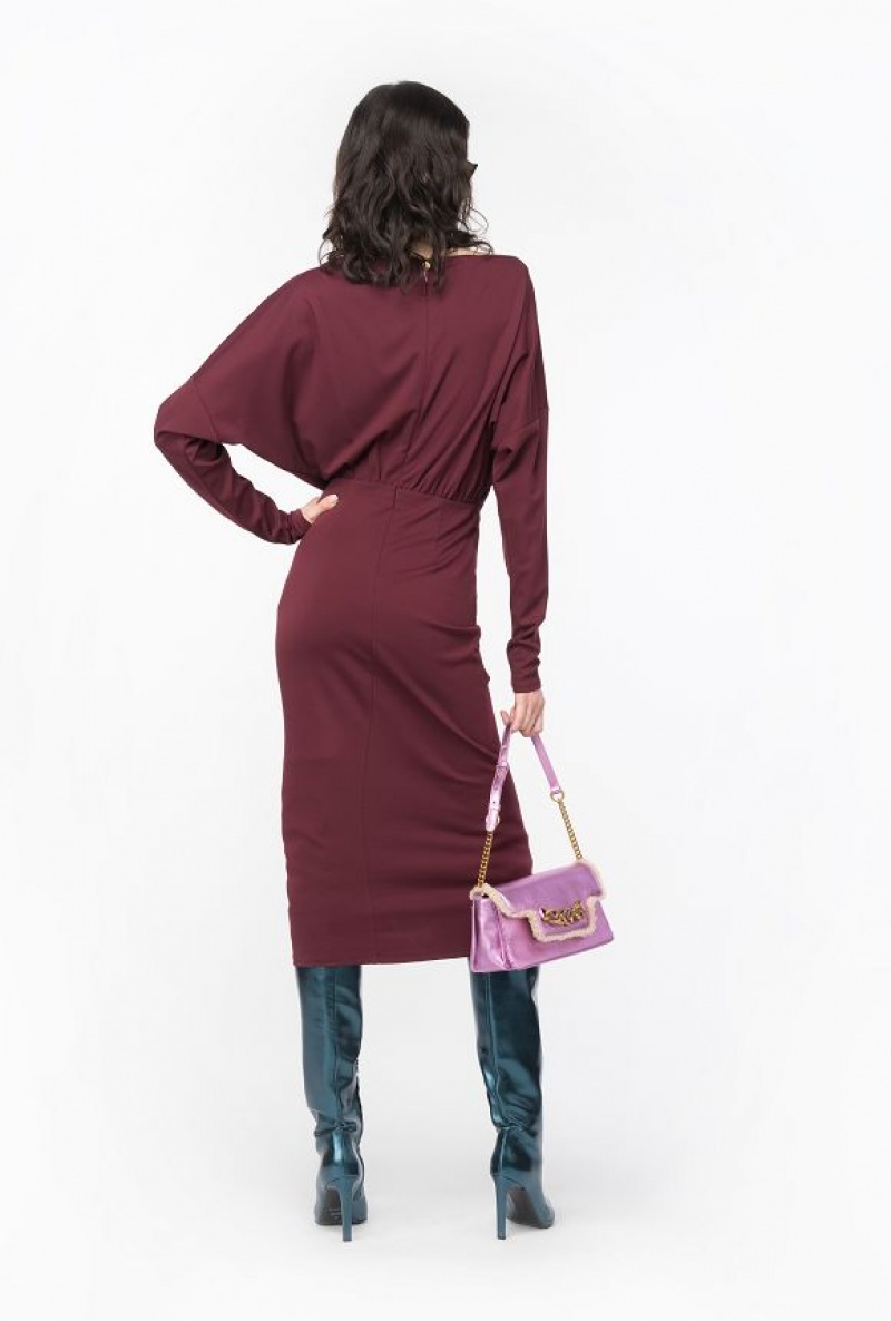 Pinko Long Flowing Full Milano Dress BURGUNDY-PORT ROYALE | SN-PKO33113