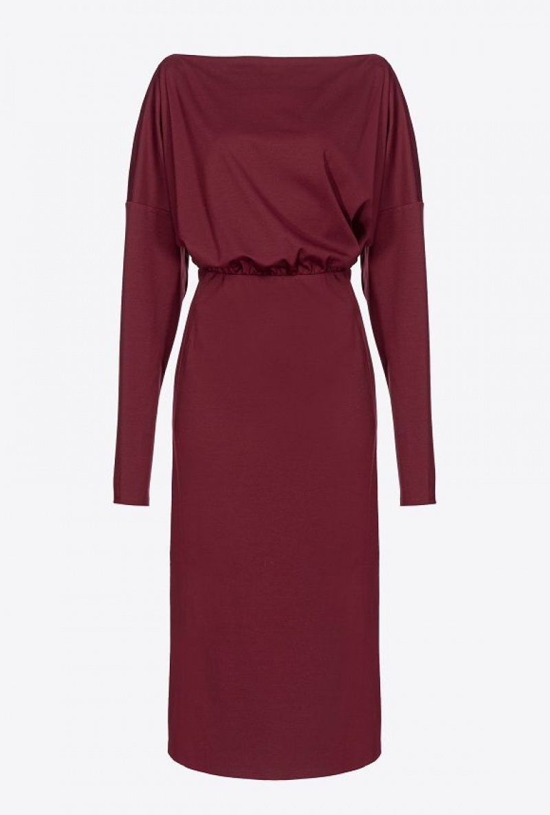 Pinko Long Flowing Full Milano Dress BURGUNDY-PORT ROYALE | SN-PKO33113