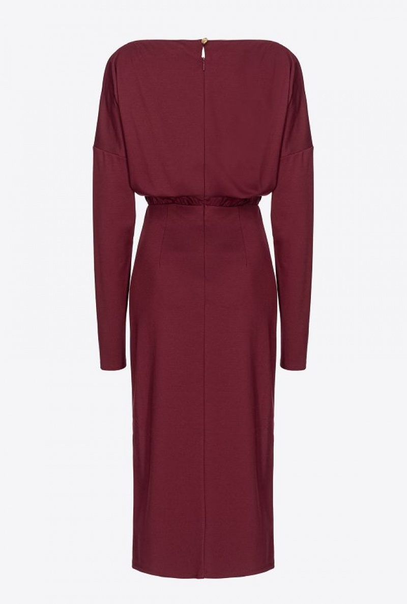 Pinko Long Flowing Full Milano Dress BURGUNDY-PORT ROYALE | SN-PKO33113