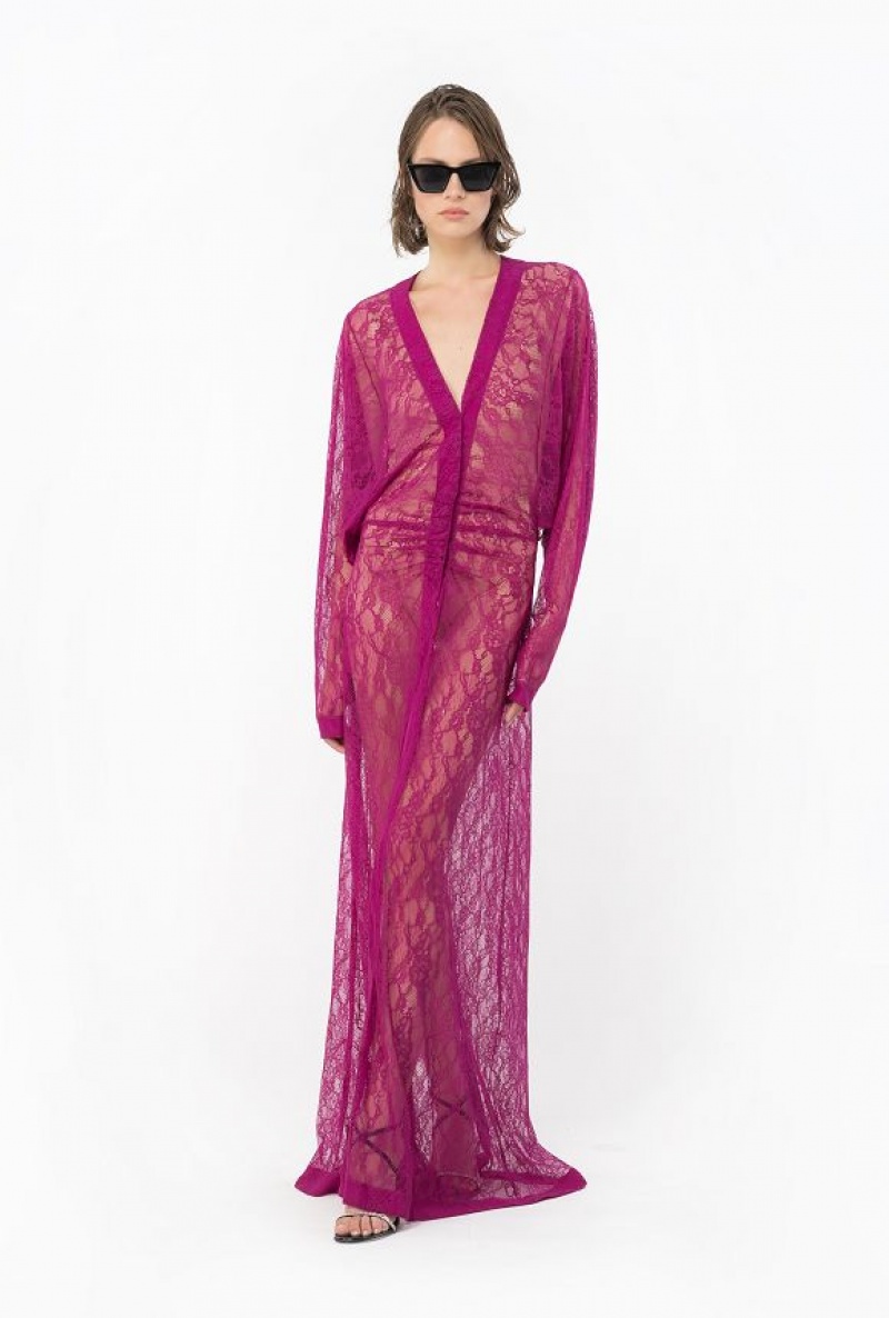 Pinko Long Lace Dress BOUGAINVILLEA PURPLE | SN-PKO33092