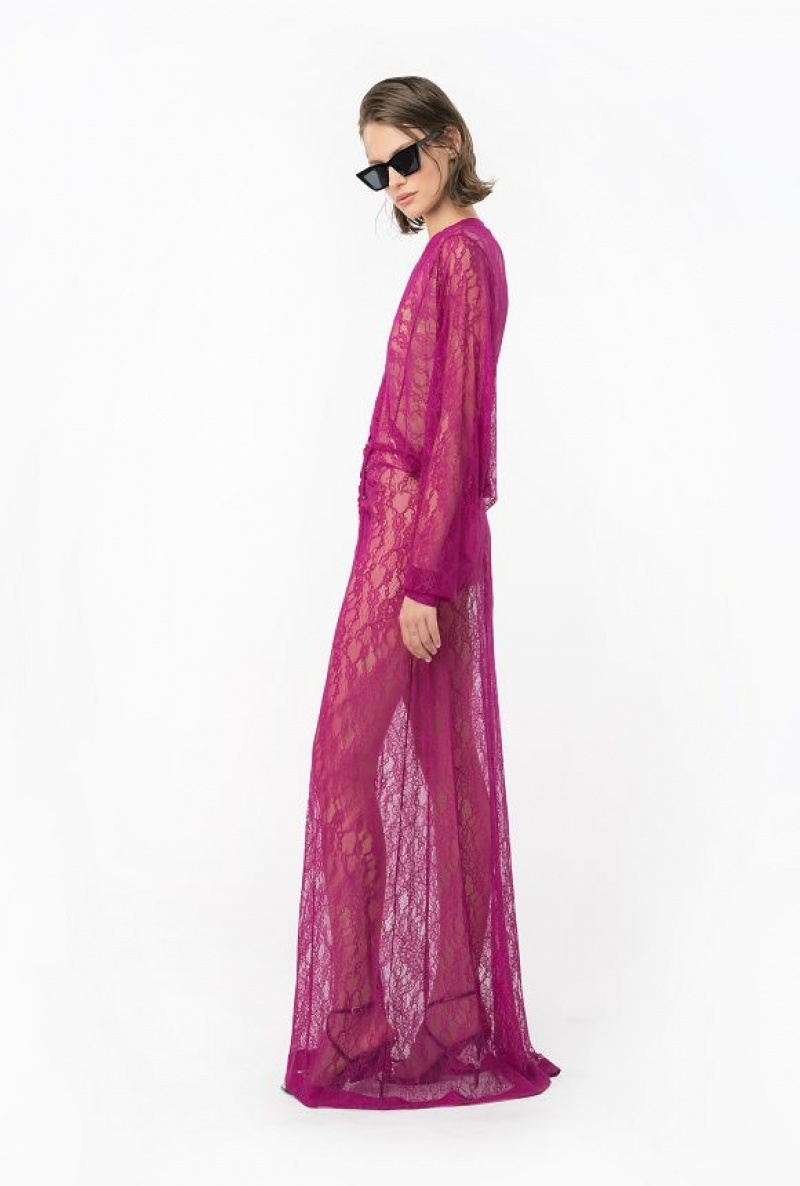 Pinko Long Lace Dress BOUGAINVILLEA PURPLE | SN-PKO33092