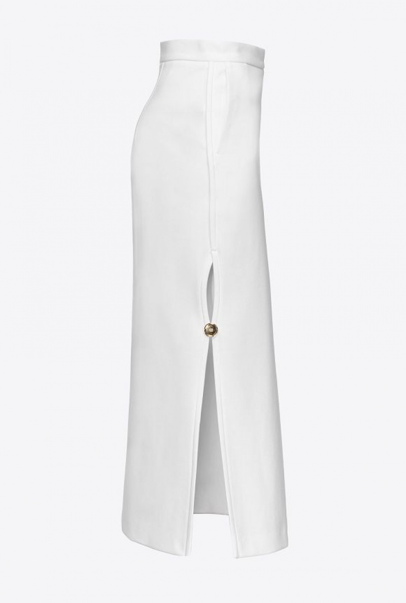 Pinko Long Skirt With Metal Buttons SNOW WHITE | SN-PKO33888