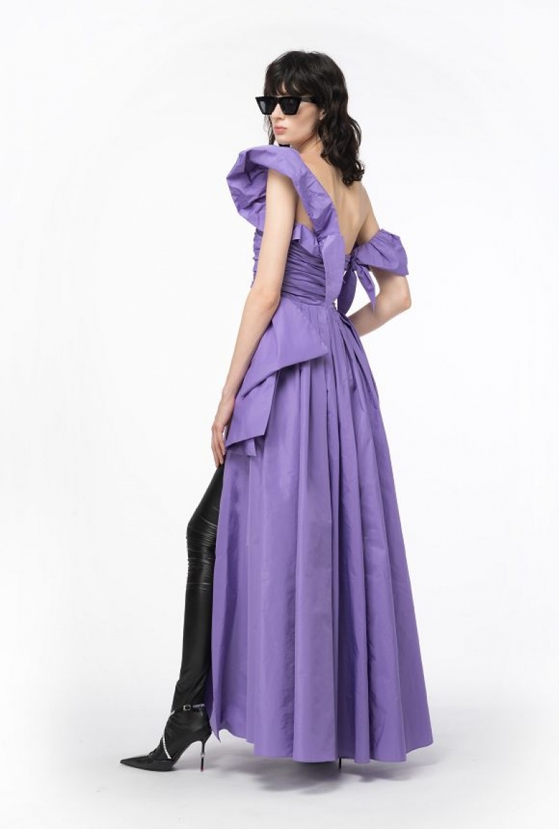 Pinko Long Taffeta Dress With Removable Sleeves LISIANTHUS LILAC | SN-PKO33062