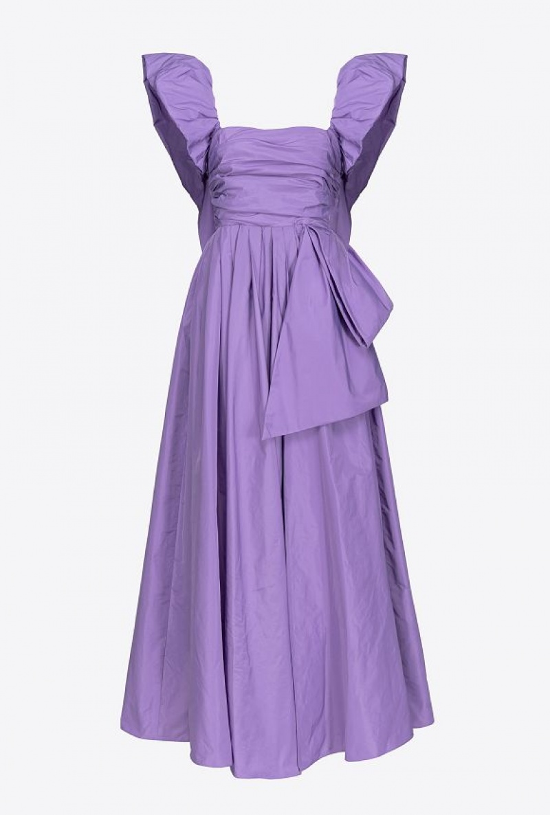 Pinko Long Taffeta Dress With Removable Sleeves LISIANTHUS LILAC | SN-PKO33062