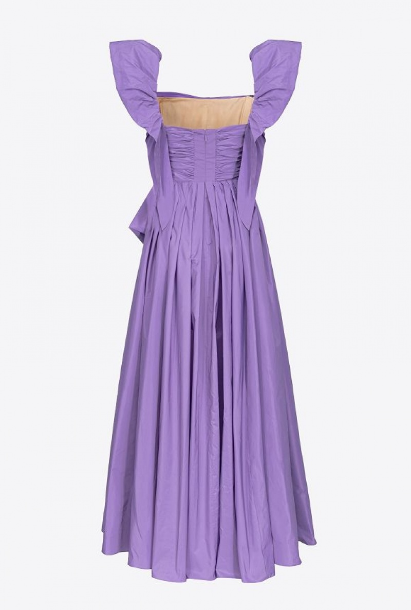 Pinko Long Taffeta Dress With Removable Sleeves LISIANTHUS LILAC | SN-PKO33062