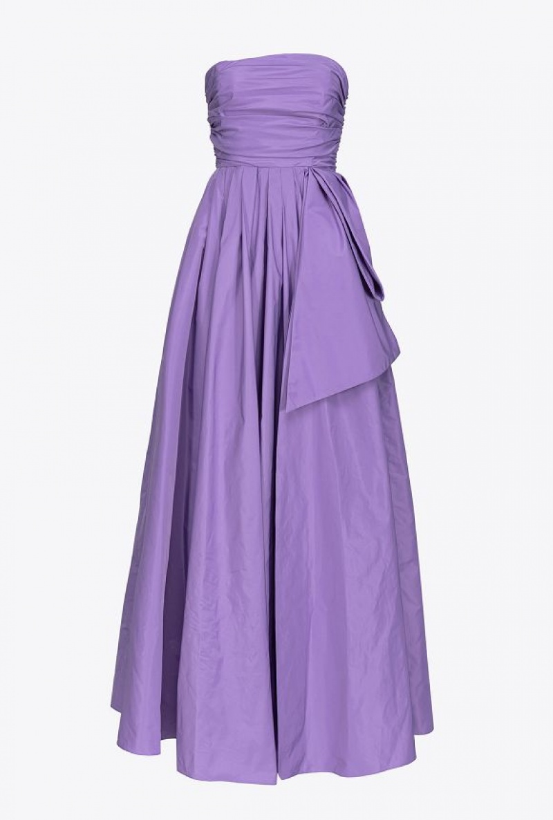 Pinko Long Taffeta Dress With Removable Sleeves LISIANTHUS LILAC | SN-PKO33062