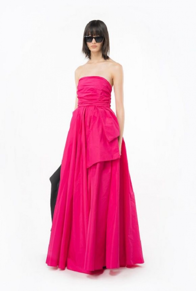 Pinko Long Taffeta Dress With Removable Sleeves BEETROOT | SN-PKO33064