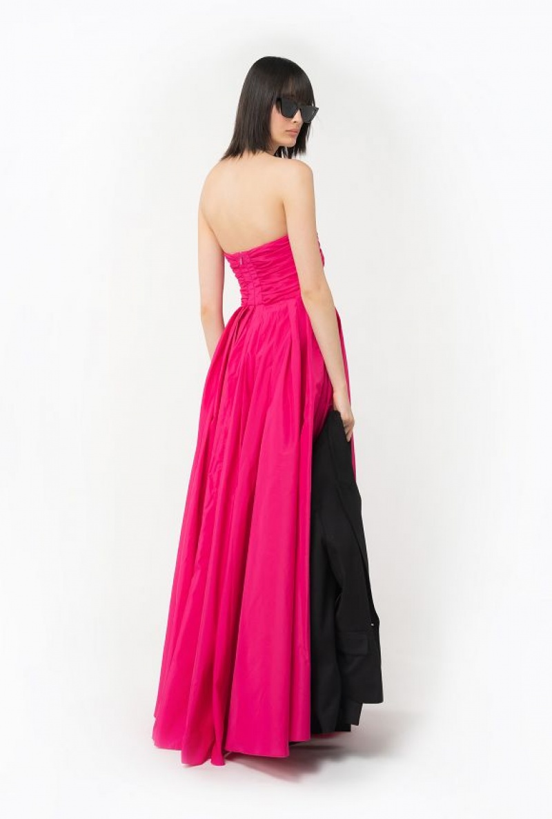 Pinko Long Taffeta Dress With Removable Sleeves BEETROOT | SN-PKO33064