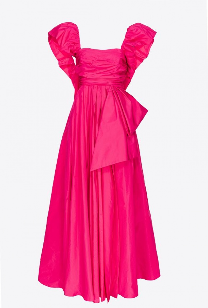 Pinko Long Taffeta Dress With Removable Sleeves BEETROOT | SN-PKO33064