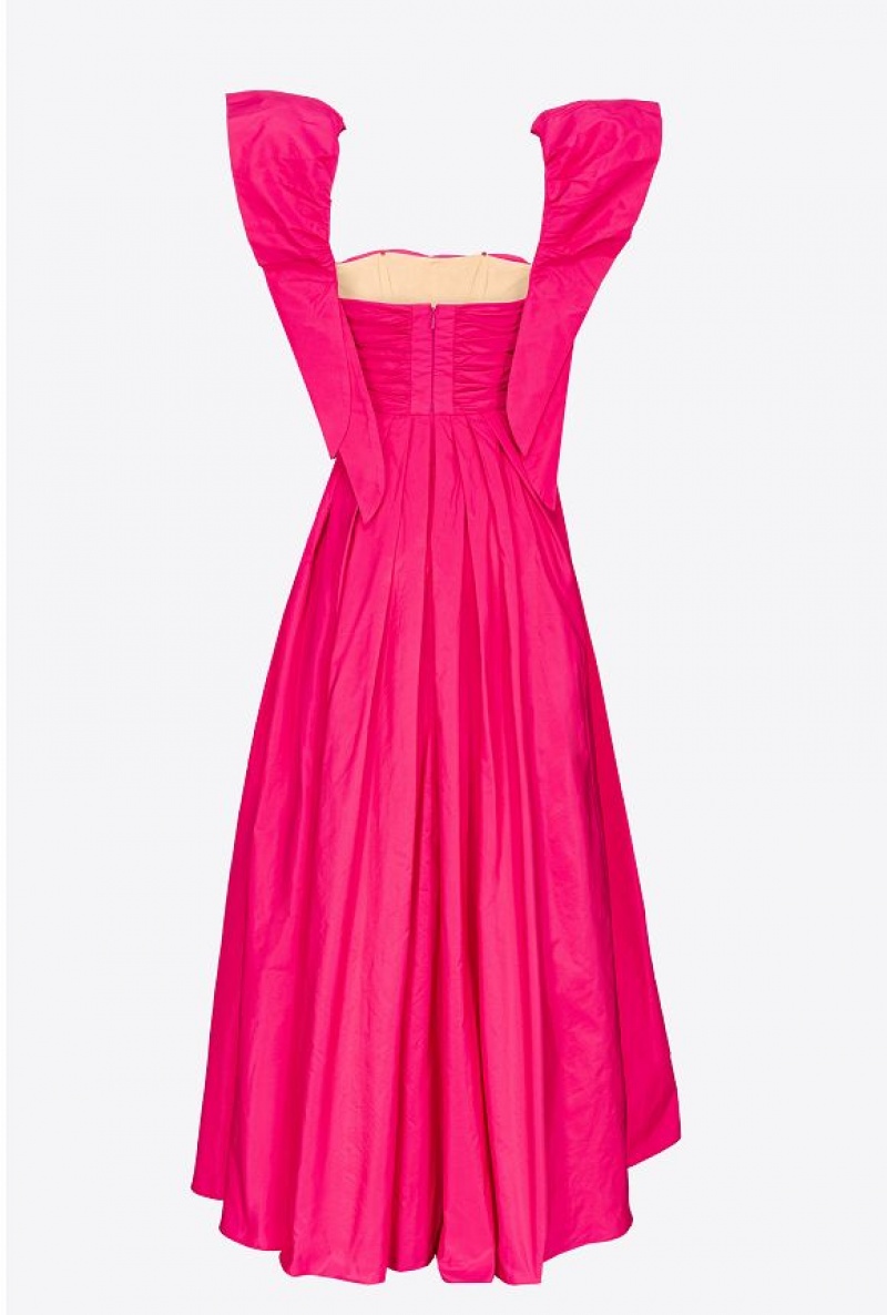 Pinko Long Taffeta Dress With Removable Sleeves BEETROOT | SN-PKO33064