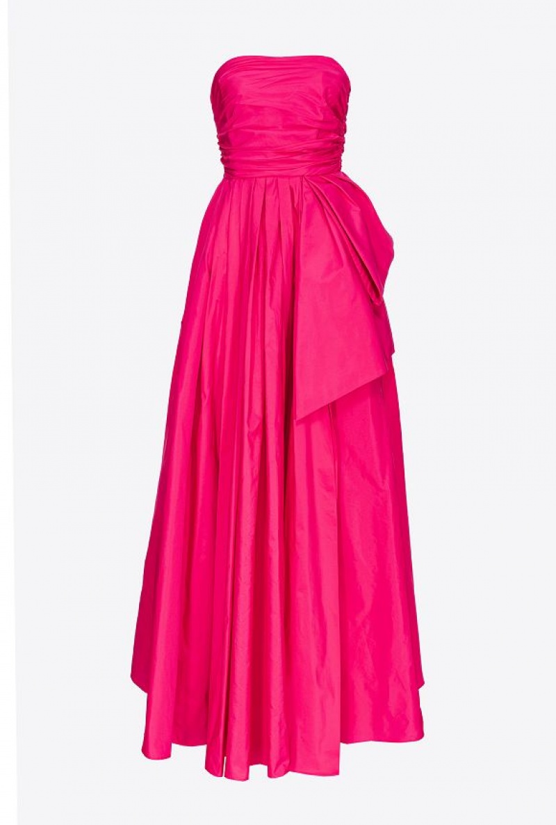 Pinko Long Taffeta Dress With Removable Sleeves BEETROOT | SN-PKO33064