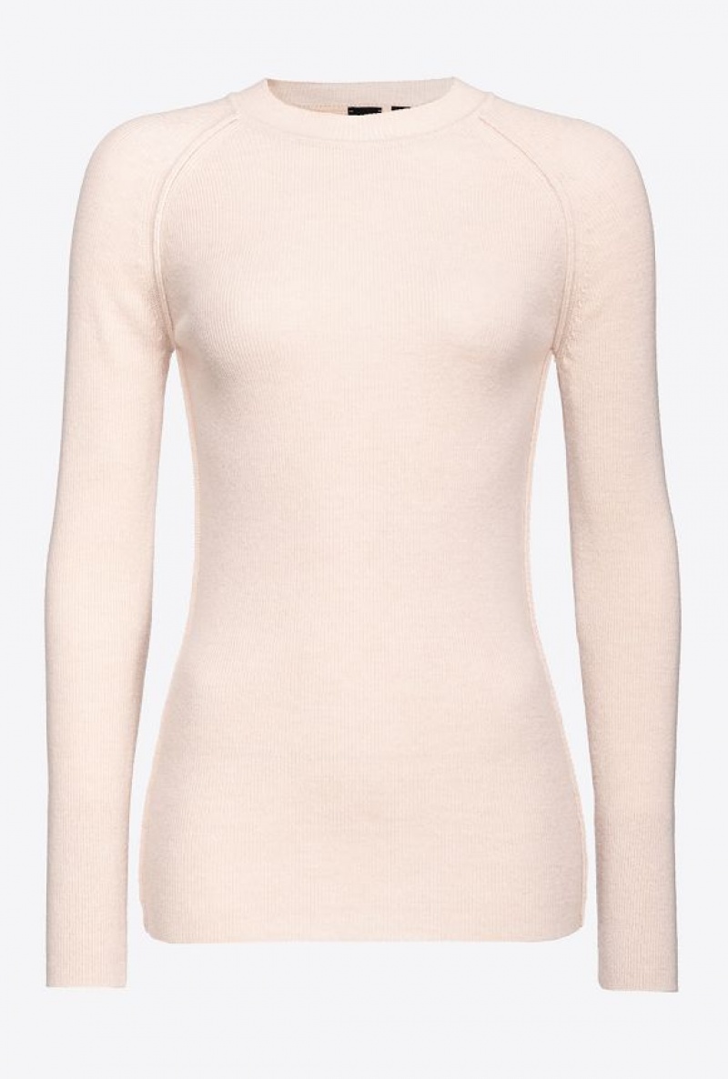 Pinko Long-sleeved Rib-knit Top MORNING MAUVE | SN-PKO33530