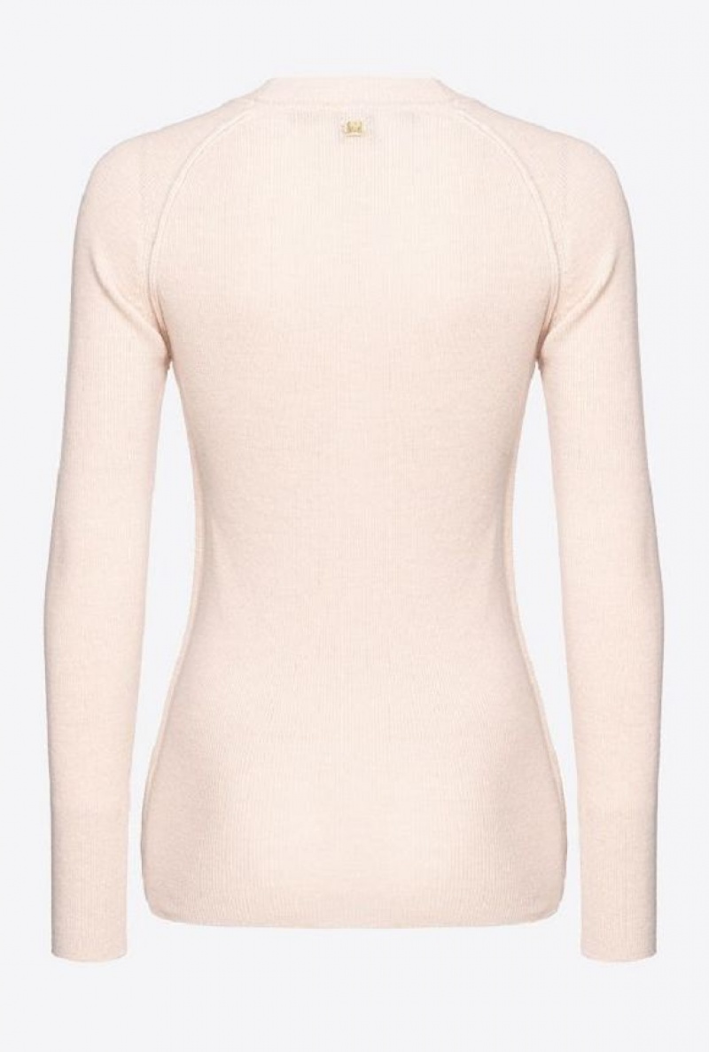 Pinko Long-sleeved Rib-knit Top MORNING MAUVE | SN-PKO33530