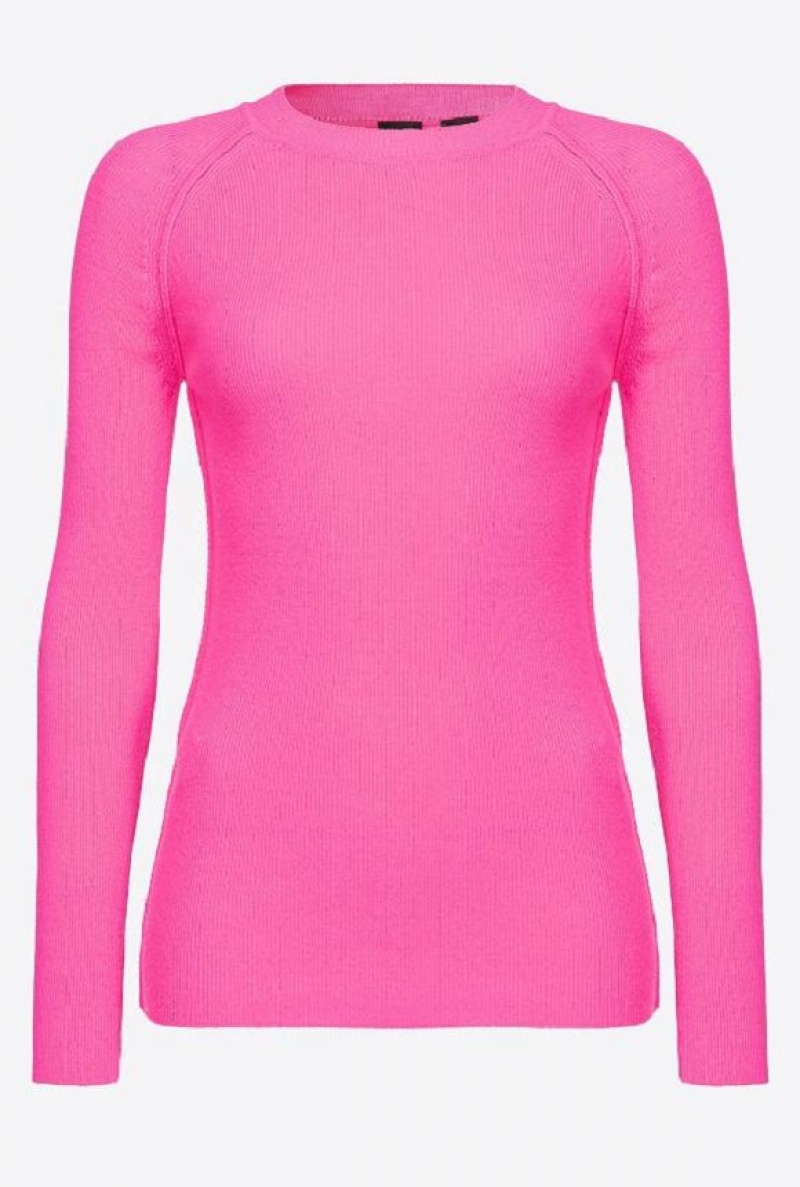 Pinko Long-sleeved Rib-knit Top PINK LIGHTNING | SN-PKO33495