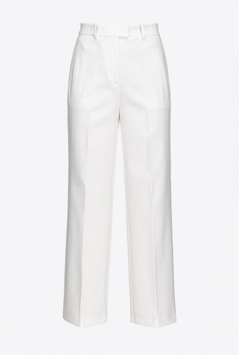 Pinko Loose-fitting Stretch Trousers SNOW WHITE | SN-PKO33725