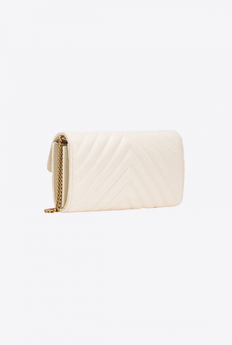 Pinko Love Bag One Wallet Chevron WHITE+WHITE-ANTIQUE GOLD | SN-PKO34352