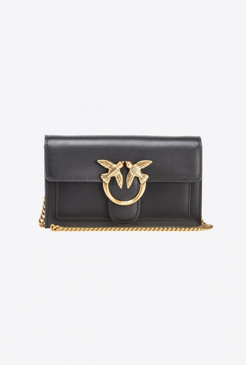 Pinko Love Bag One Wallet Simply BLACK-ANTIQUE GOLD | SN-PKO34288