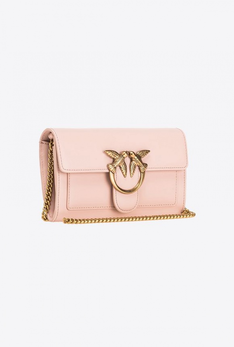 Pinko Love Bag One Wallet Simply PINK/DUSTY PINK-ANTIQUE GOLD | SN-PKO34259