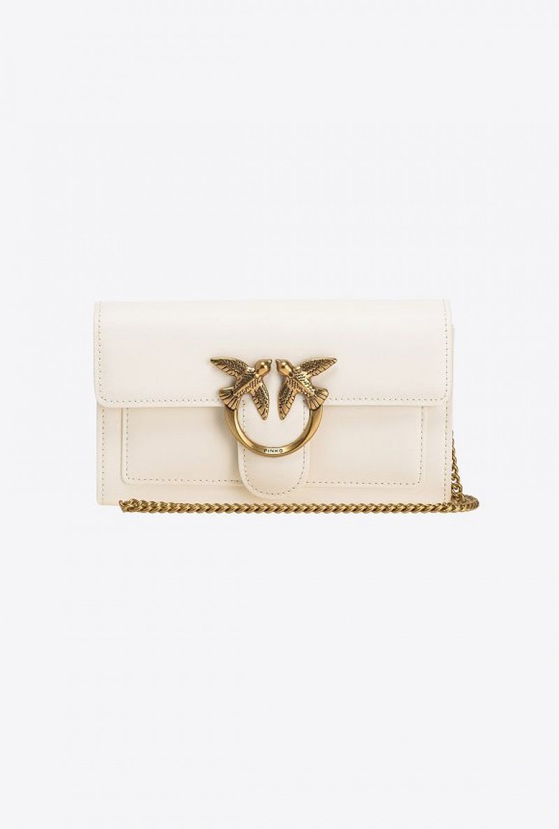 Pinko Love Bag One Wallet Simply WHITE+WHITE-ANTIQUE GOLD | SN-PKO34258