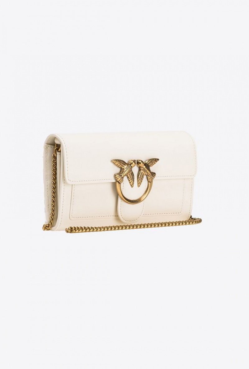 Pinko Love Bag One Wallet Simply WHITE+WHITE-ANTIQUE GOLD | SN-PKO34312