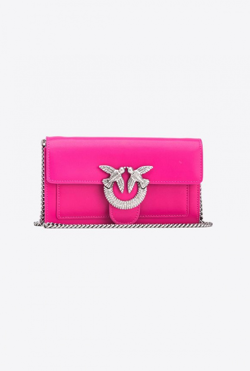 Pinko Love Bag One Wallet With Rhinestones PINKO PINK-OLD SILVER | SN-PKO34293