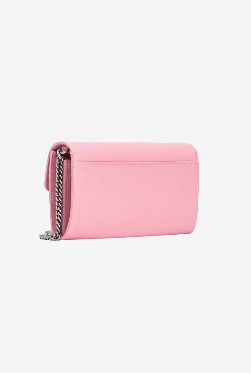 Pinko Love Bag One Wallet With Rhinestones PINK - BLUSH-OLD SILVER | SN-PKO34294