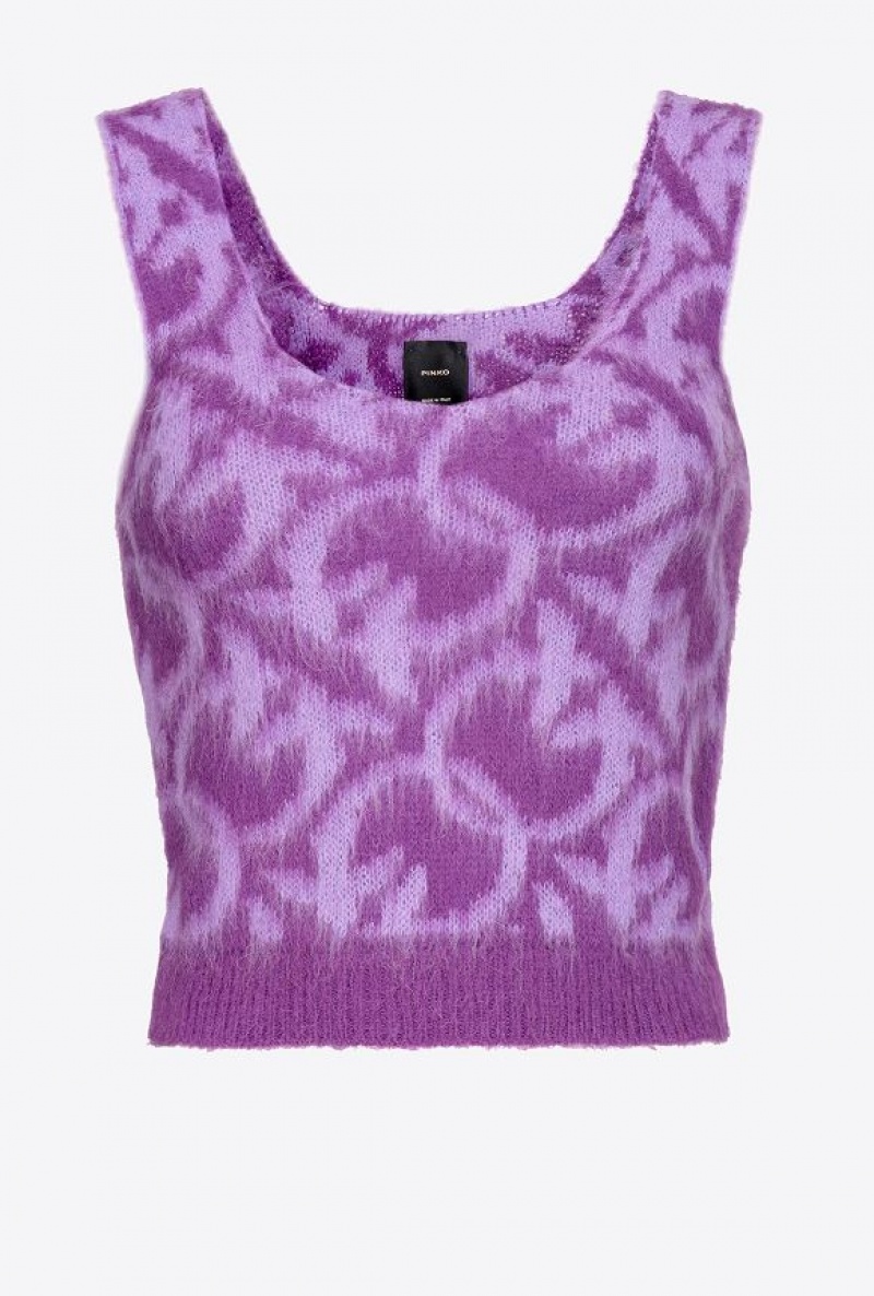 Pinko Love Birds Alpaca-blend Top PURPLE/LILAC | SN-PKO33825