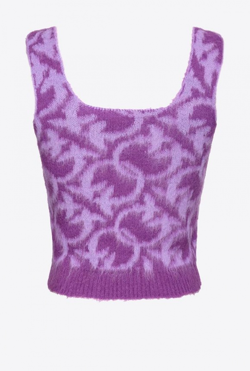 Pinko Love Birds Alpaca-blend Top PURPLE/LILAC | SN-PKO33280