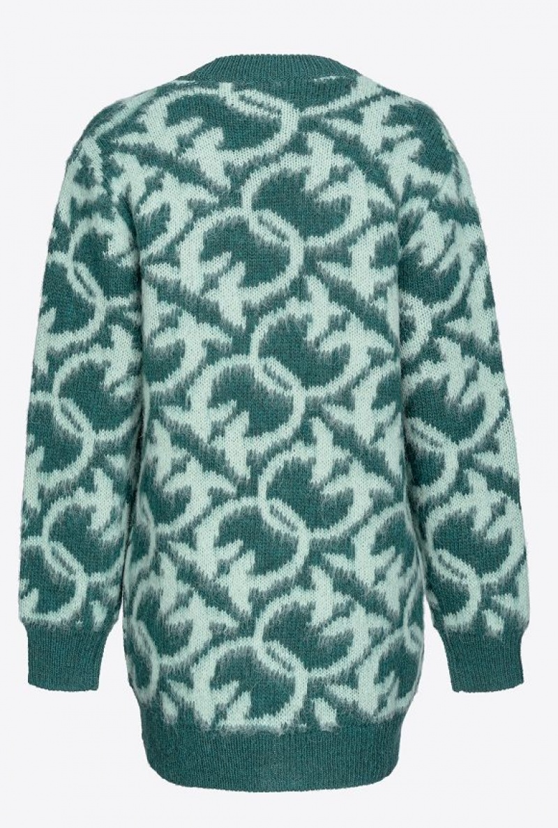 Pinko Love Birds Wool And Alpaca Cardigan GREEN/DARK GREEN | SN-PKO33408