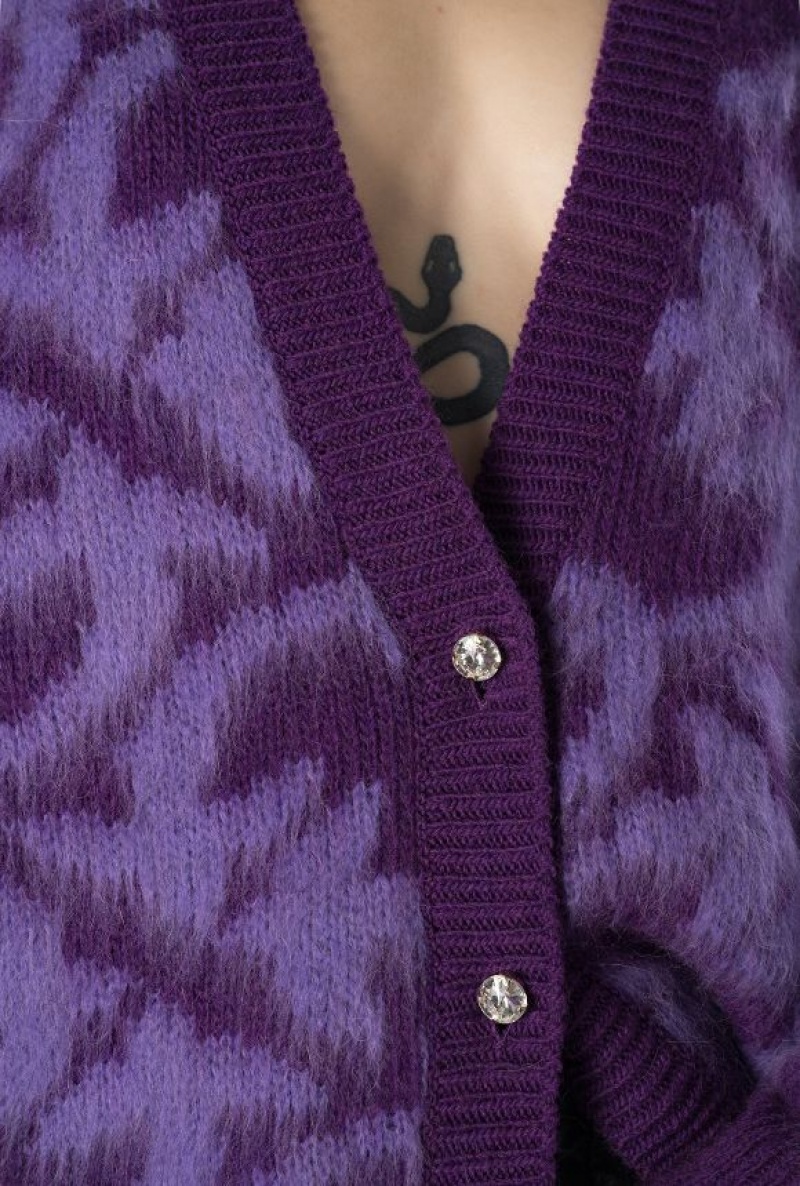 Pinko Love Birds Wool And Alpaca Cardigan PURPLE/LILAC | SN-PKO33489