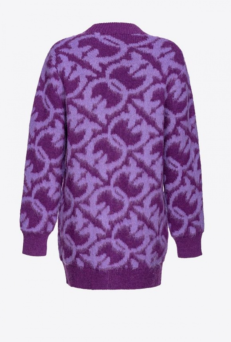 Pinko Love Birds Wool And Alpaca Cardigan PURPLE/LILAC | SN-PKO33489