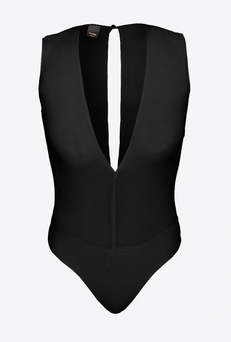 Pinko Low-cut Bodysuit LIMO BLACK | SN-PKO33379