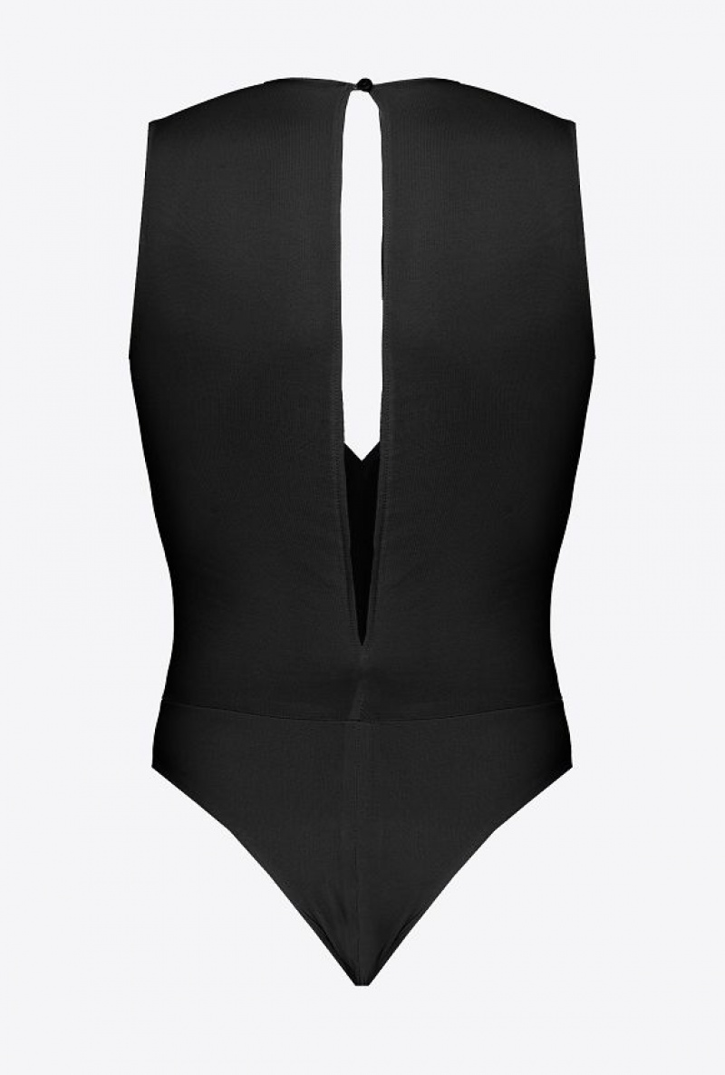 Pinko Low-cut Bodysuit LIMO BLACK | SN-PKO33379