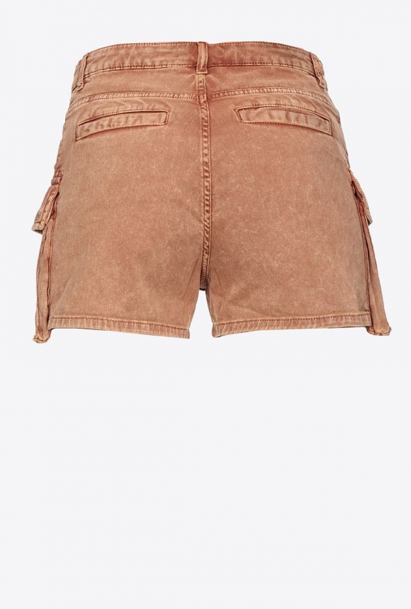 Pinko Marbled Drill Cargo Shorts CHESTNUT/COGNAC BROWN | SN-PKO33715